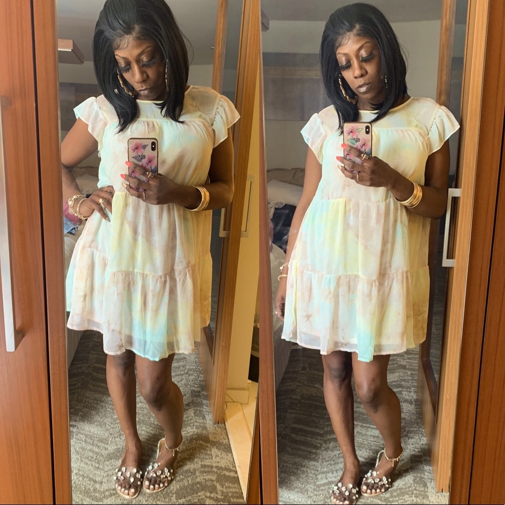 Tie Dye Tiered Mini Dressneckline